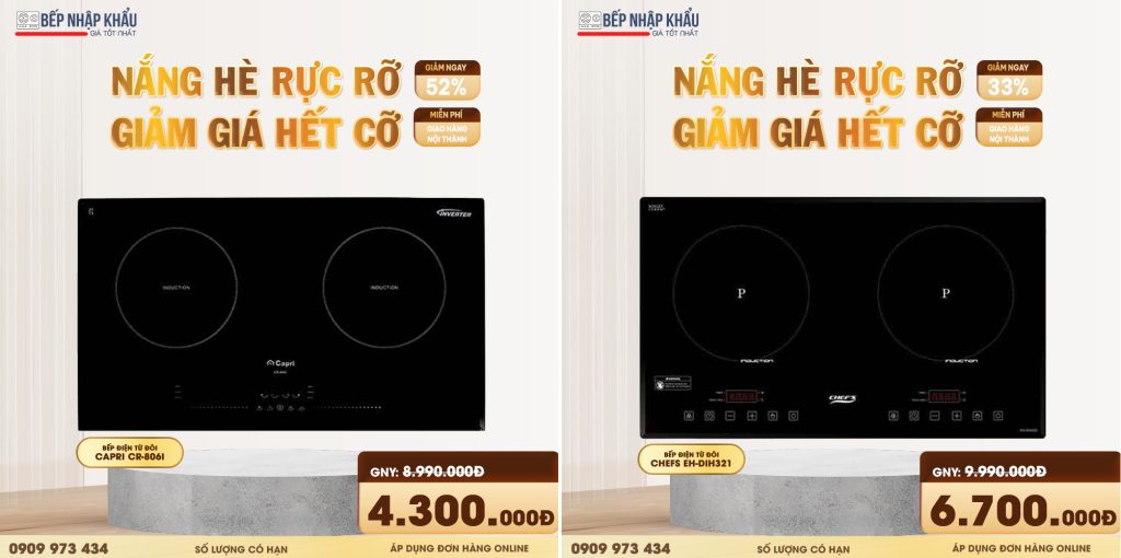 Bếp điện từ đôi nhập khẩu giá rẻ