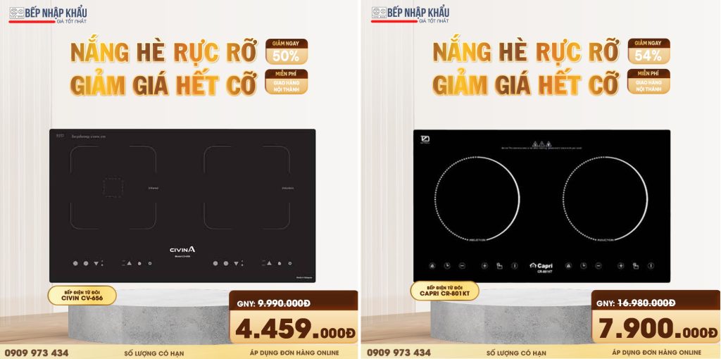 Bếp điện từ đôi nhập khẩu cao cấp