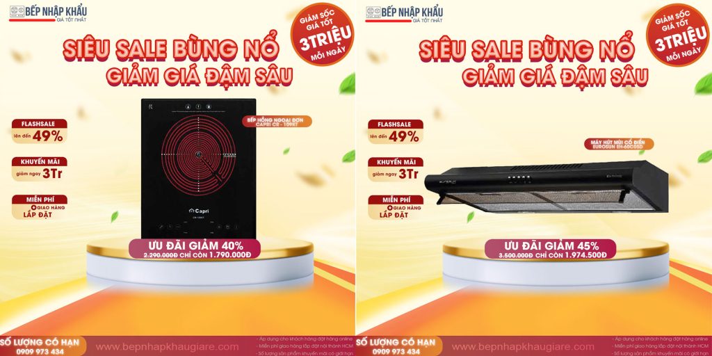 Bếp hồng ngoại đơn và máy hút mùi nhập khẩu giá rẻ