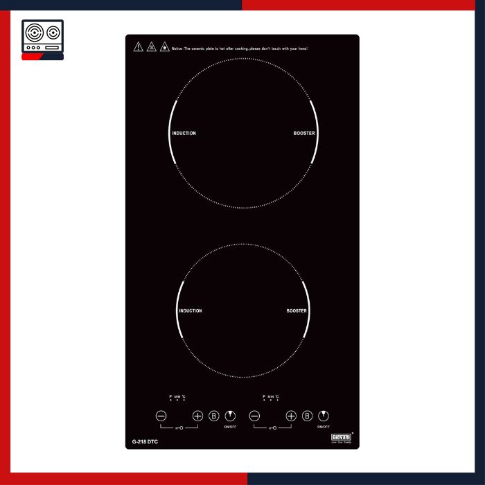 Bếp từ đôi Domino Giovani G-218 DTC bep nhap khau gia tot, Giovani bếp, Giovani bếp từ đôi