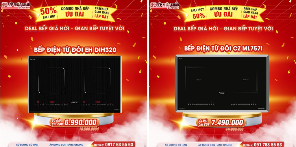 Bếp điện từ đôi Canzy và Chefs chính hãng