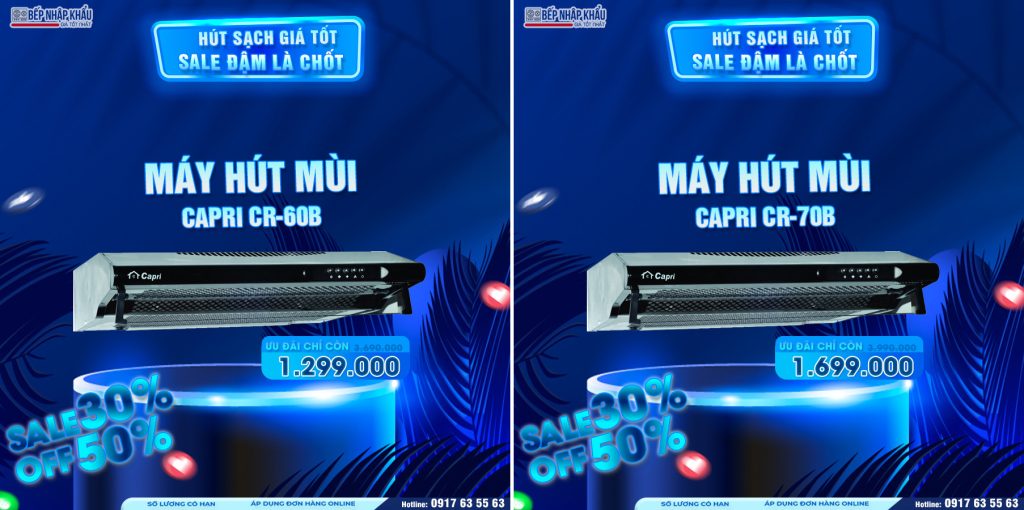 Máy hút mùi âm tủ capri cr-60b-70b