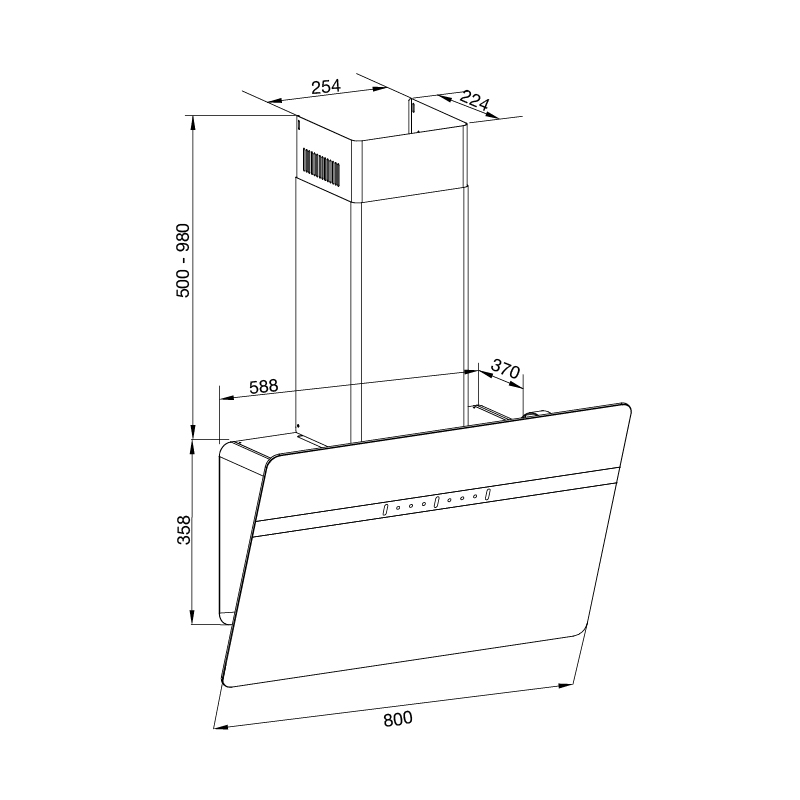 Máy hút mùi đảo Malloca áp tường MC 80ECO - Ảnh 2