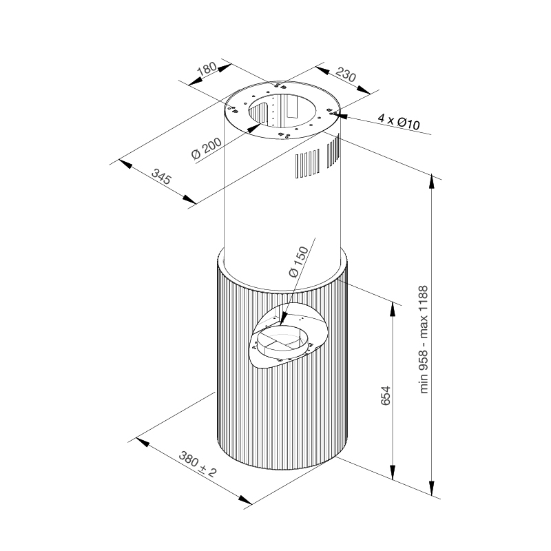 Máy hút mùi đảo Malloca Monoblack K-382B - Ảnh 2