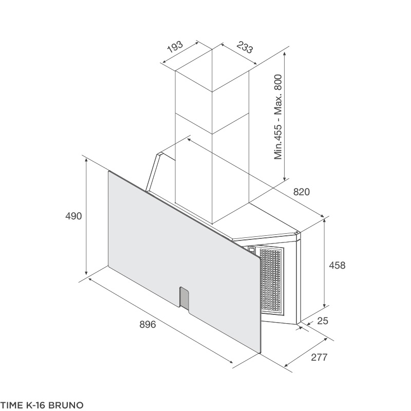 Máy hút mùi đảo Malloca áp tường TIME K-16 BRUNO - Ảnh 2