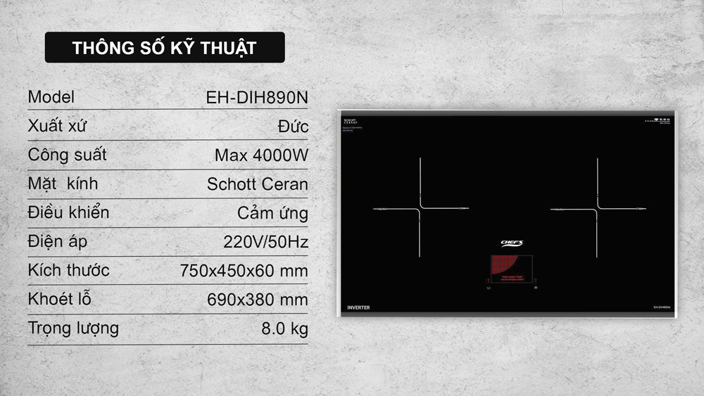 Bếp từ đôi Chef's EH-DIH890N 